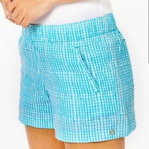 Lilly Pulitzer Blue Gingham Lilo Linen Shorts